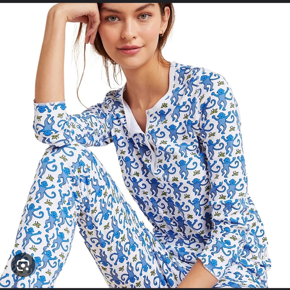 Roller Rabbit Blue Monkey Pajamas